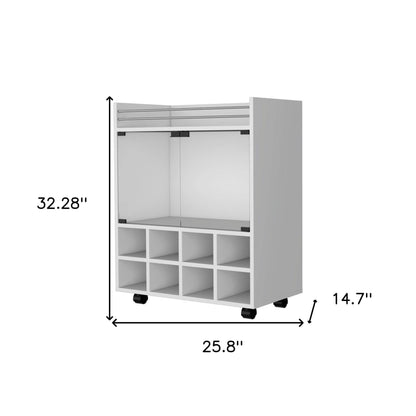 White Rolling Bar Cart With Wine Storage - Loft&Timber