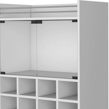 White Rolling Bar Cart With Wine Storage - Loft&Timber