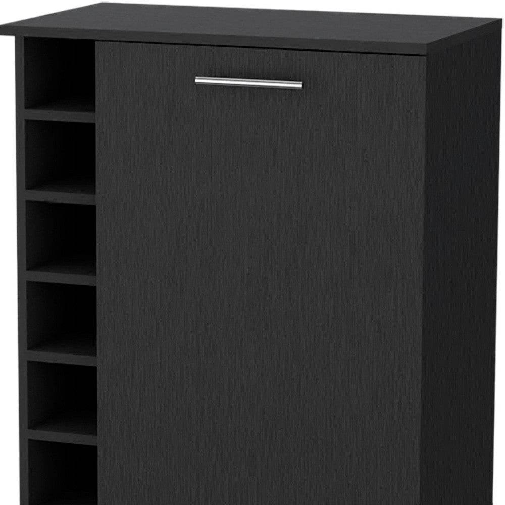 Black Rolling Bar Cart With Wine Storage - Loft&Timber