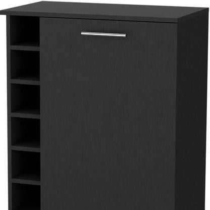 Black Rolling Bar Cart With Wine Storage - Loft&Timber