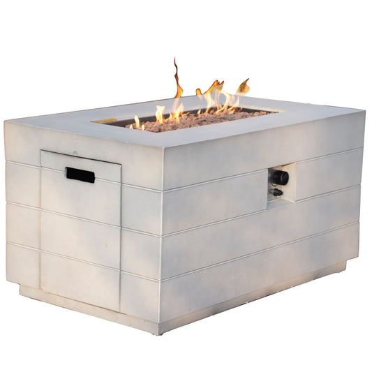 28" Gray Aluminum Natural gas Rectangular Fire pit table With Cover - Loft&Timber