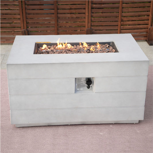 28" Gray Aluminum Natural gas Rectangular Fire pit table With Cover - Loft&Timber