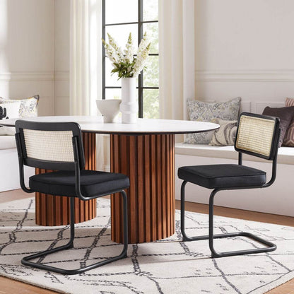 Set of Two Black Upholstered Velvet Dining Side Chairs - Loft&Timber