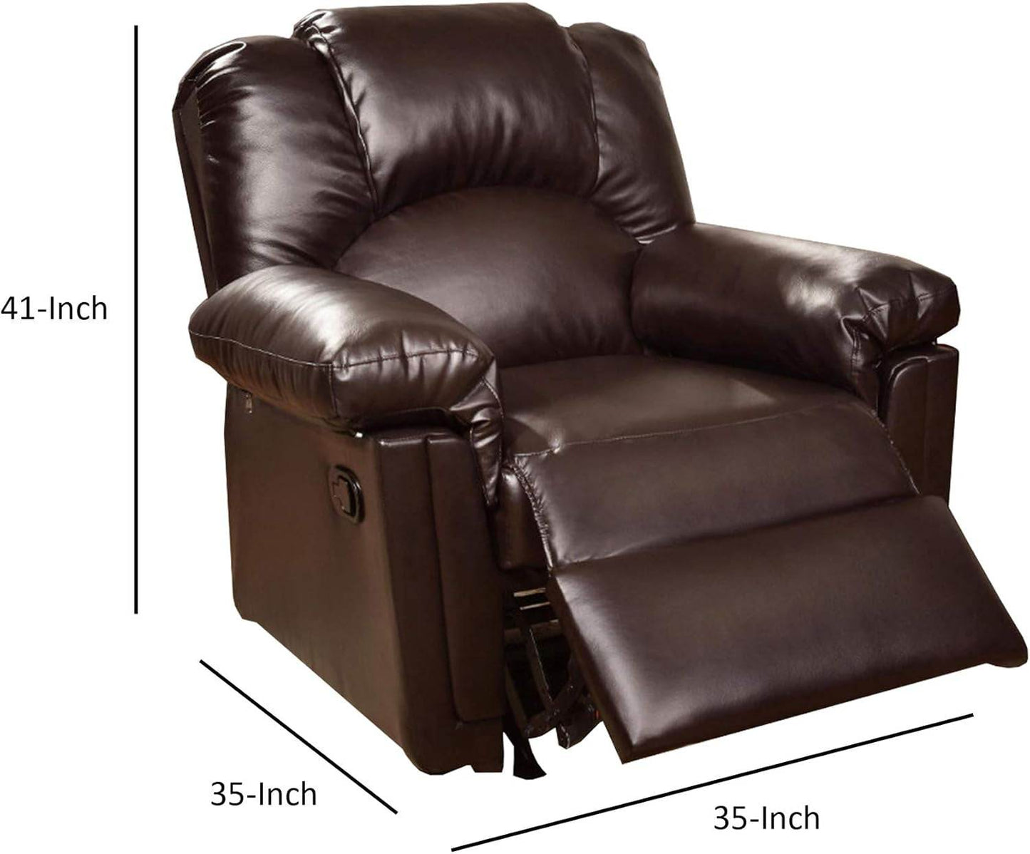 BM171425 41 X 35 X 35 In. Bonded Leather Rocker & Recliner Brown - Loft&Timber