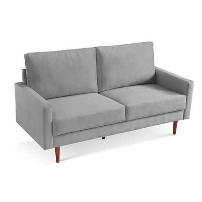 69" Gray Velvet Sofa With Dark Brown Legs-3
