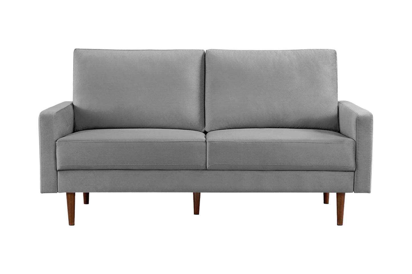 69" Gray Velvet Sofa With Dark Brown Legs-1