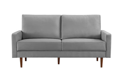 69" Gray Velvet Sofa With Dark Brown Legs-1