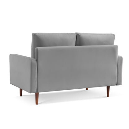 57" Gray And Dark Brown Velvet Loveseat - Loft&Timber