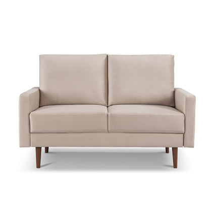 57" Beige And Dark Brown Velvet Loveseat - Loft&Timber