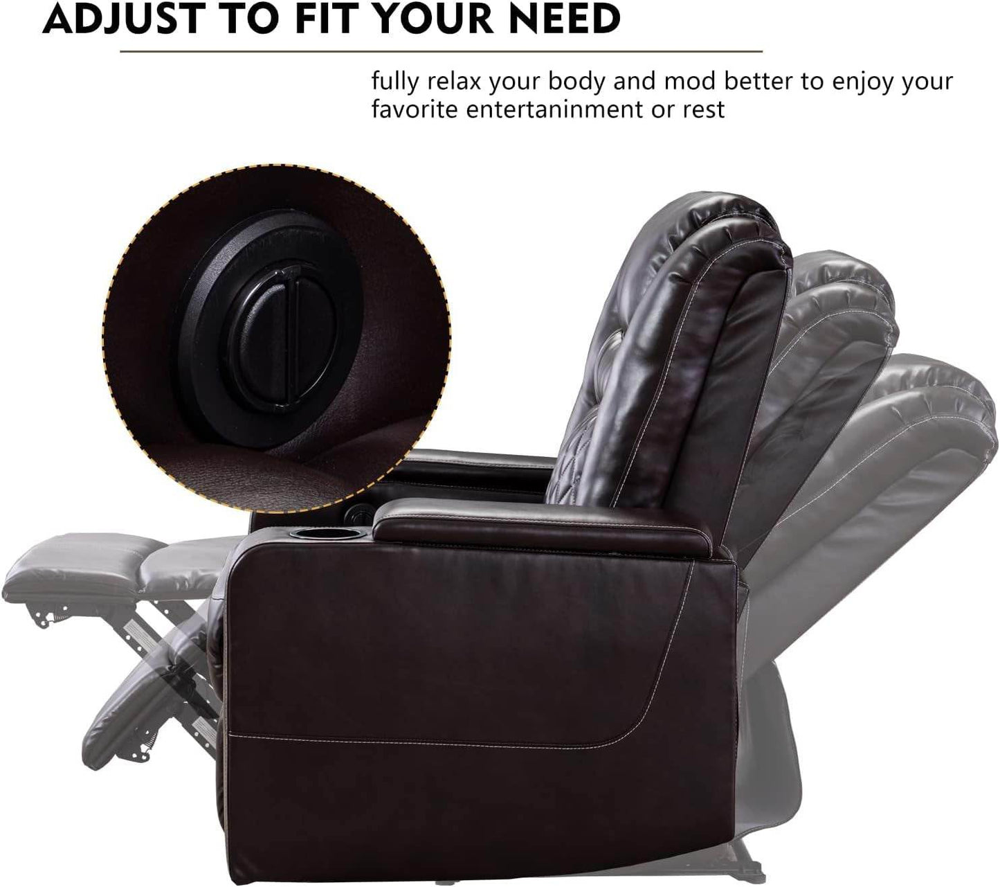 Electric Power Recliner Chair (Brown) - Loft&Timber