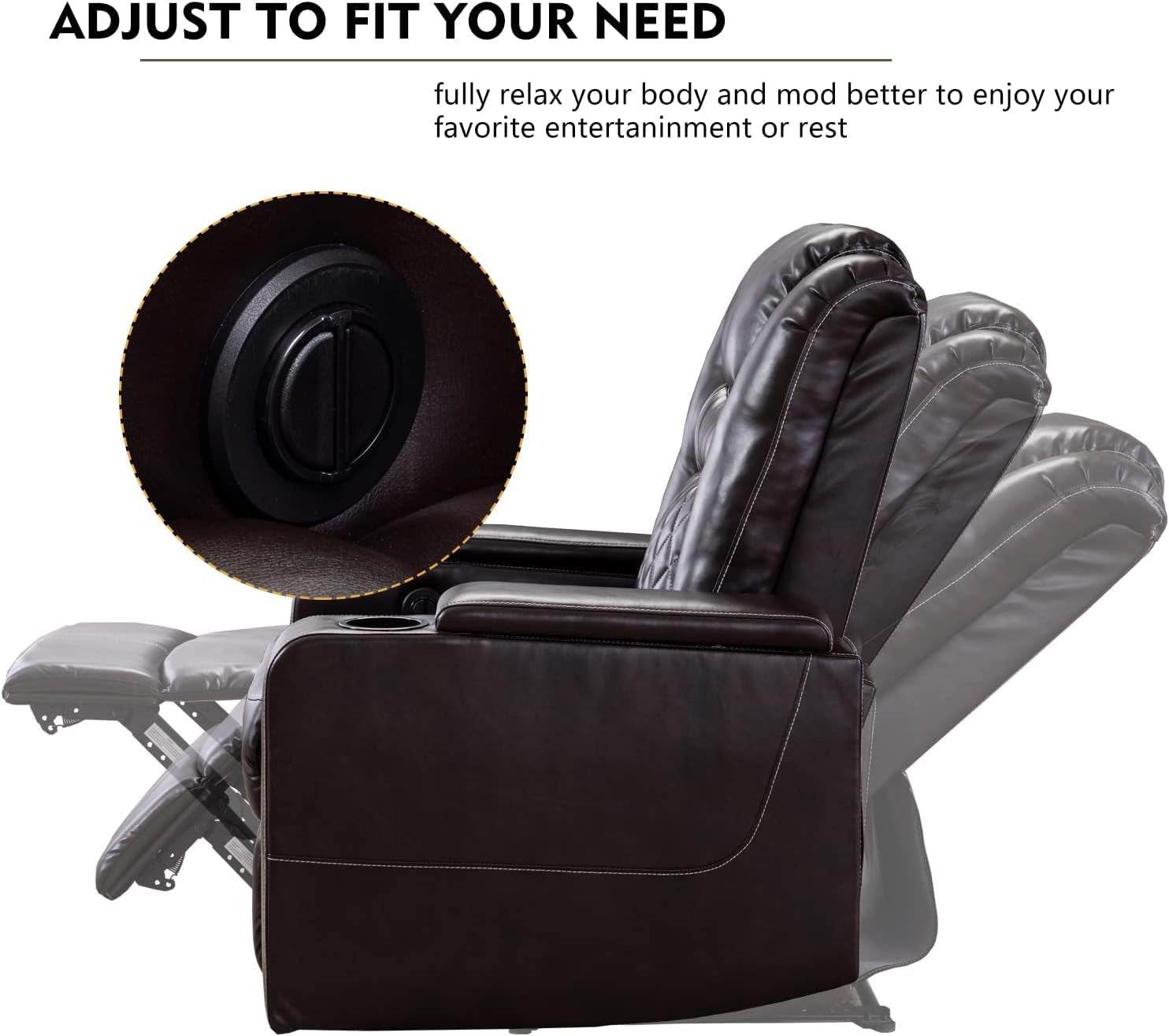 Electric Power Recliner Chair (Brown) - Loft&Timber