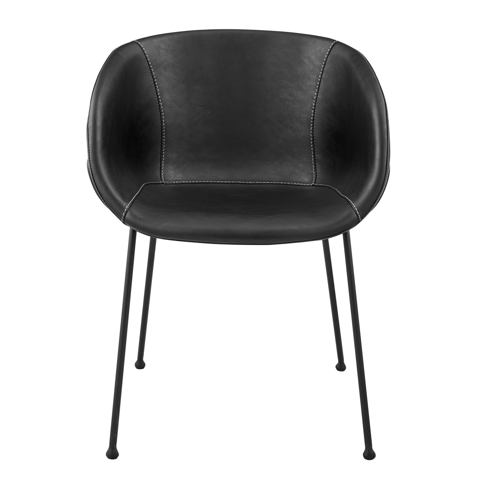 Set of Two Black Upholstered Faux Leather Dining Arm Chairs-2