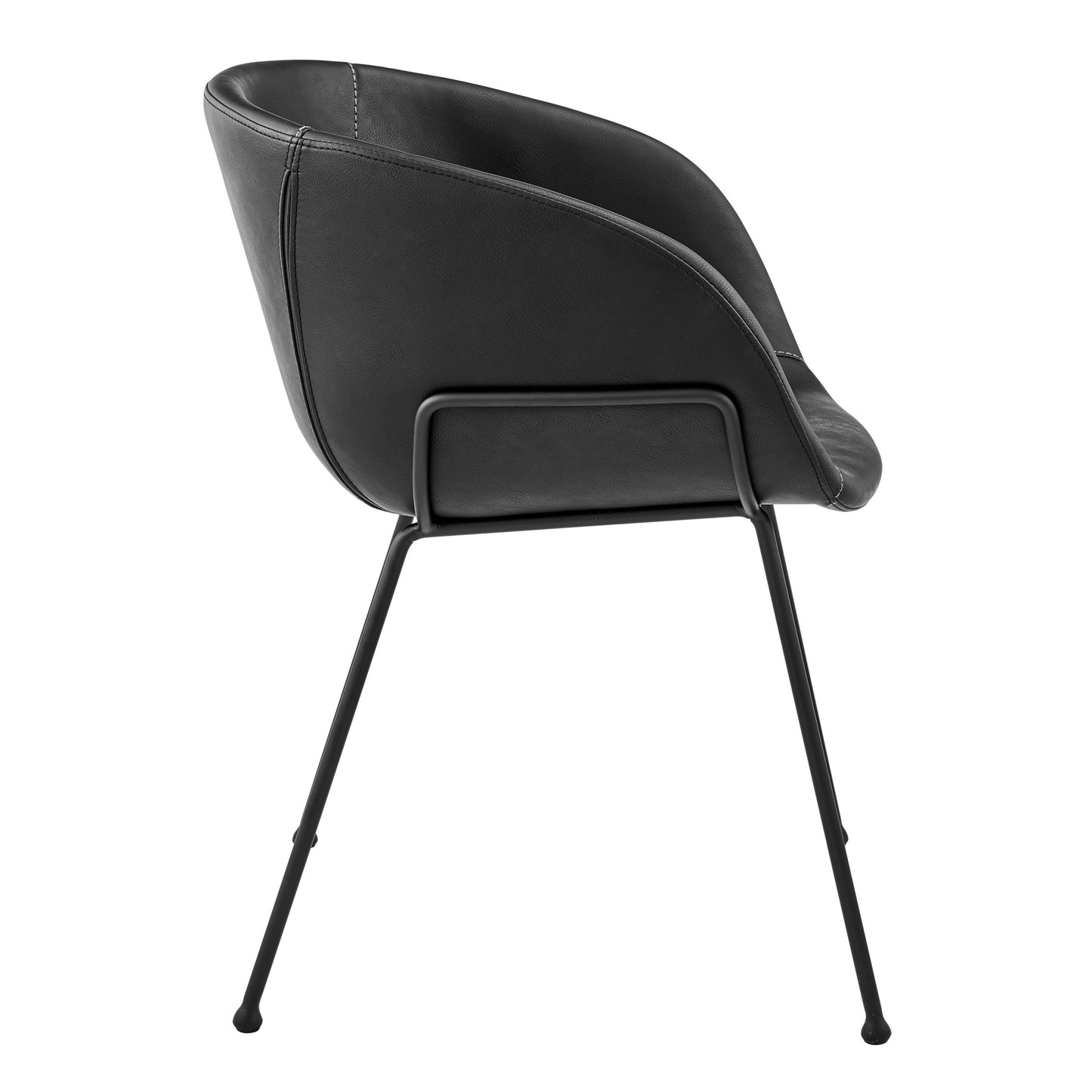 Set of Two Black Upholstered Faux Leather Dining Arm Chairs-4