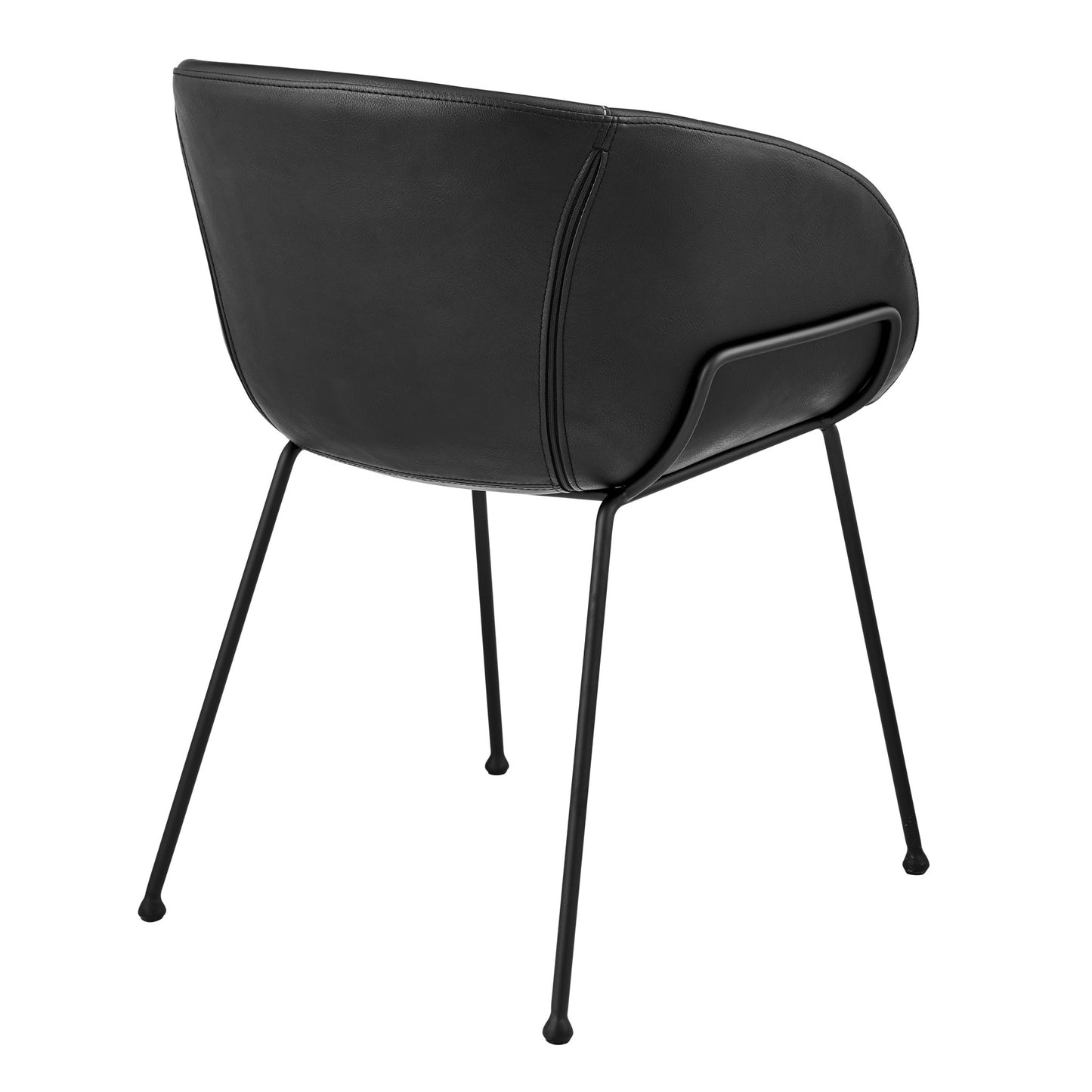 Set of Two Black Upholstered Faux Leather Dining Arm Chairs-5