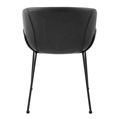 Set of Two Black Upholstered Faux Leather Dining Arm Chairs-6