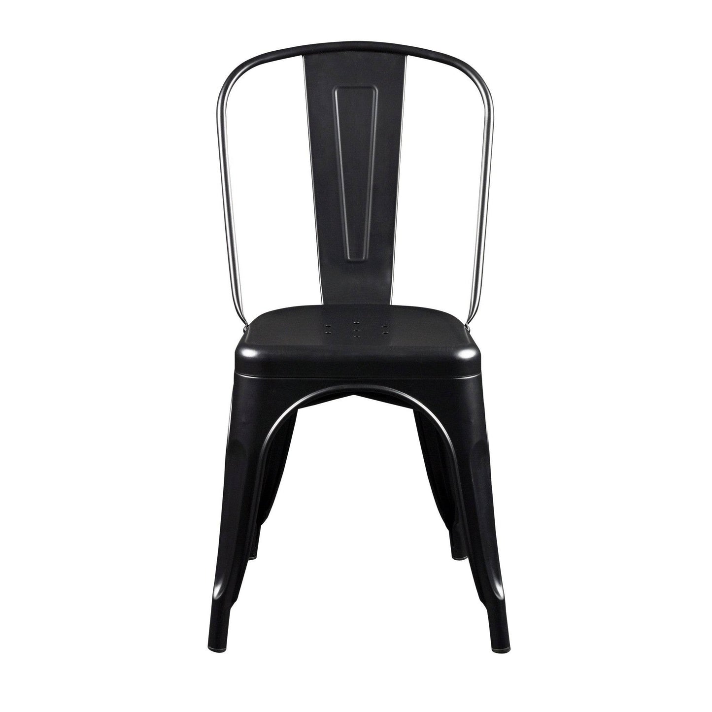 Set of Four Black Steel Dining Side Chairs - Loft&Timber