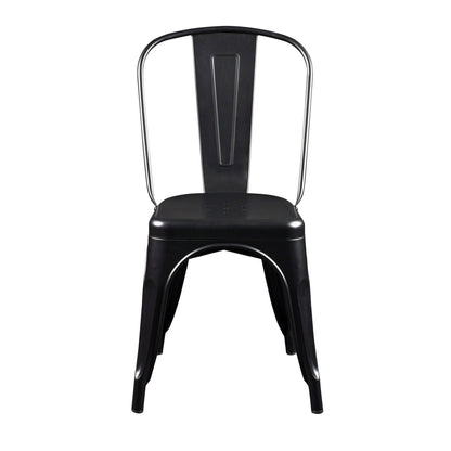 Set of Four Black Steel Dining Side Chairs - Loft&Timber