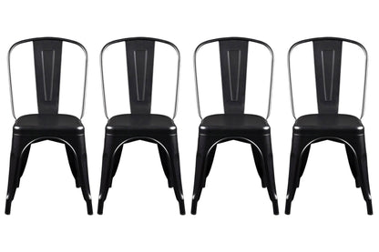 Set of Four Black Steel Dining Side Chairs - Loft&Timber