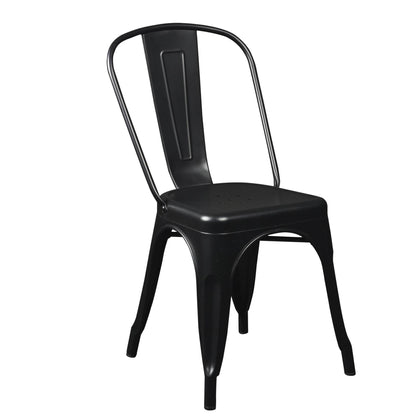 Set of Four Black Steel Dining Side Chairs - Loft&Timber