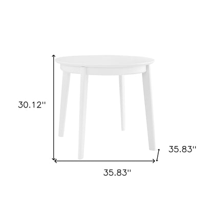36" White Wood Round Top Dining Table - Loft&Timber