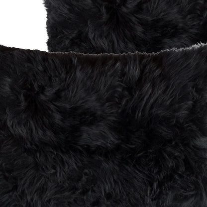 Set of Two 12" X 20" Black Sheepskin Lumbar Throw Pillows - Loft&Timber