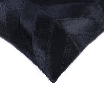 Set of Two 12" X 20" Black Lumbar Chevron Cowhide Throw Pillows - Loft&Timber