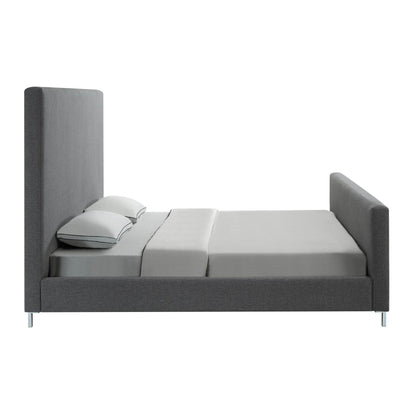 Gray Solid Wood King Upholstered Linen Bed - Loft&Timber