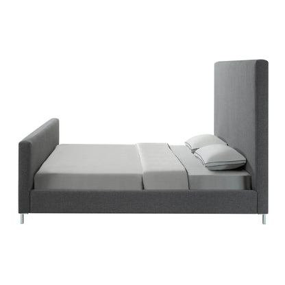 Gray Solid Wood King Upholstered Linen Bed - Loft&Timber
