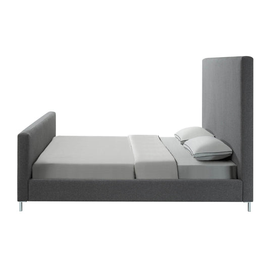 Gray Solid Wood King Upholstered Linen Bed - Loft&Timber
