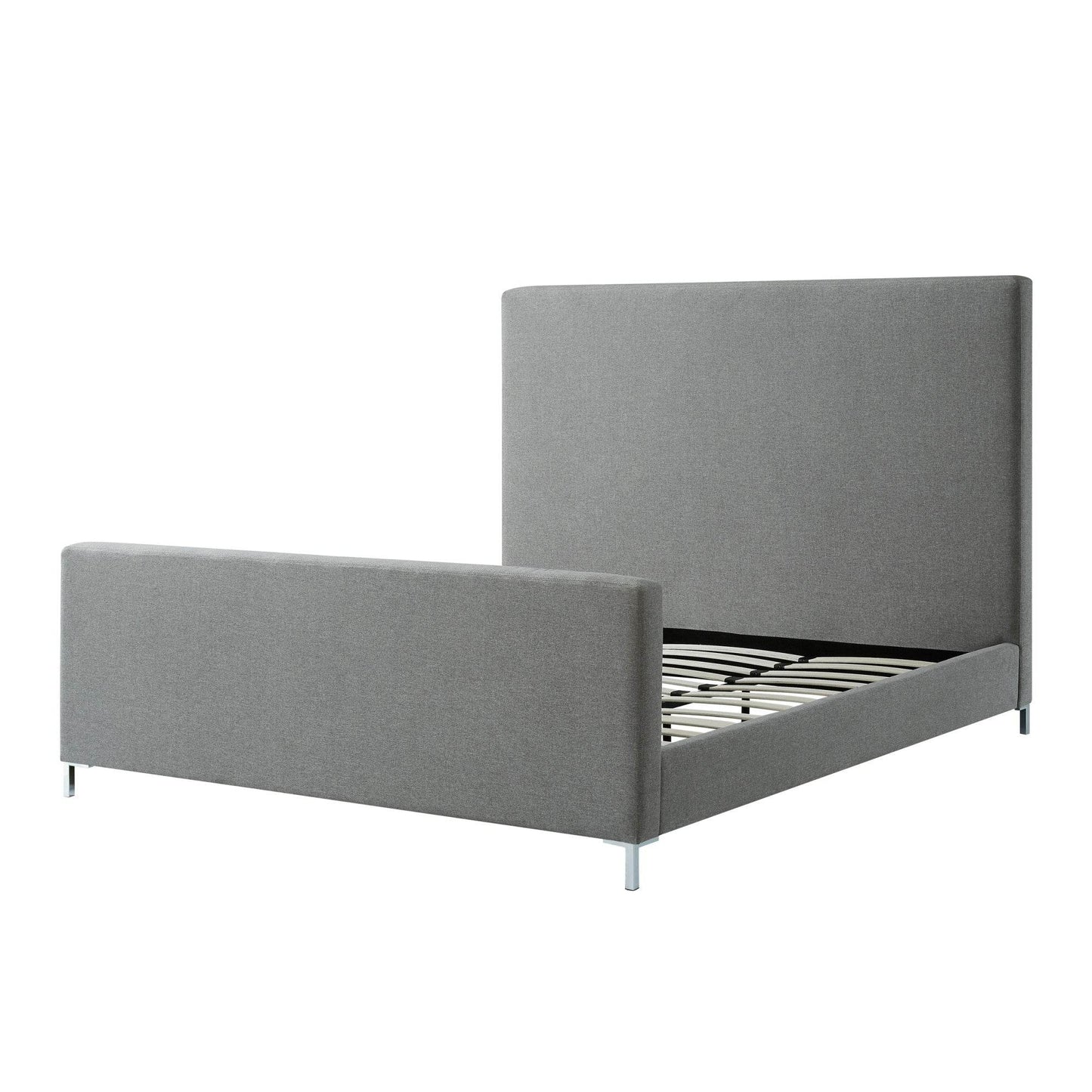 Gray Solid Wood King Upholstered Linen Bed - Loft&Timber