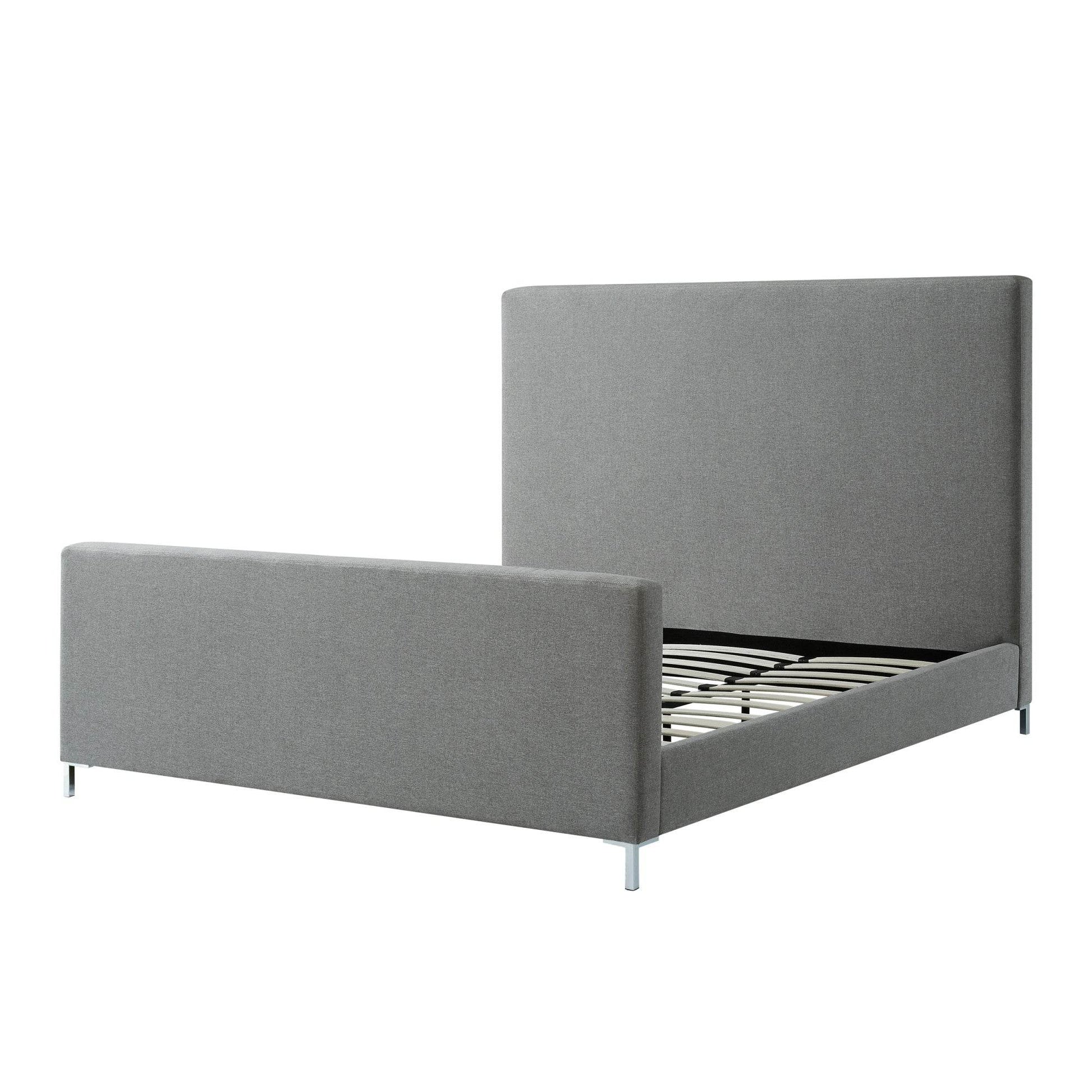 Gray Solid Wood King Upholstered Linen Bed - Loft&Timber