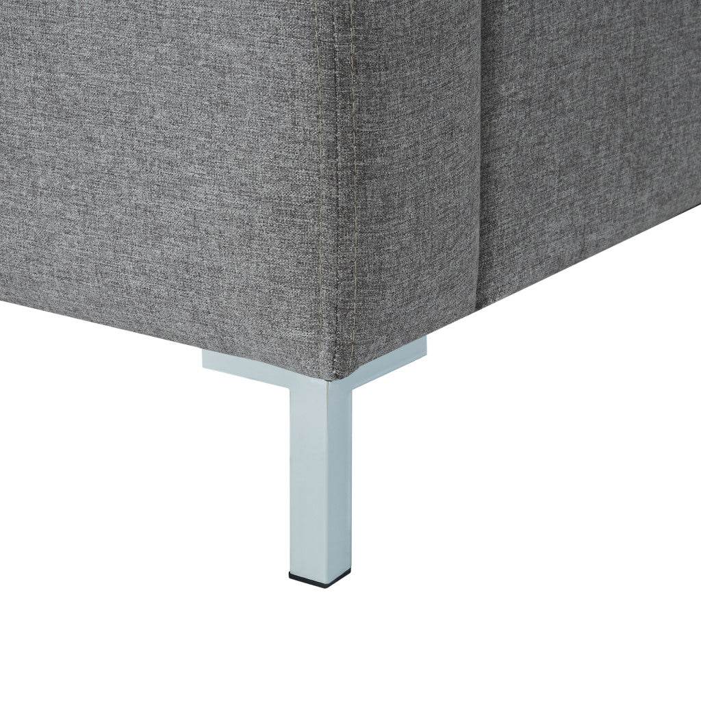 Gray Solid Wood King Upholstered Linen Bed - Loft&Timber