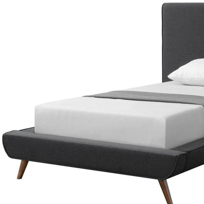 Charcoal Solid Wood Twin Upholstered Linen Bed - Loft&Timber