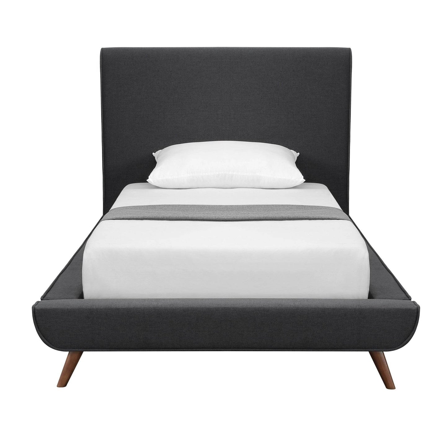 Charcoal Solid Wood Twin Upholstered Linen Bed - Loft&Timber