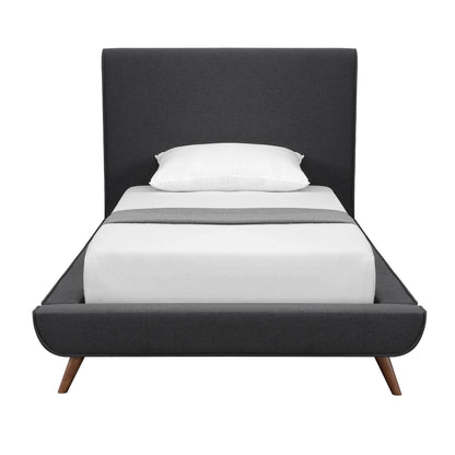 Charcoal Solid Wood Twin Upholstered Linen Bed - Loft&Timber