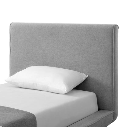 Gray Solid Wood Twin Upholstered Linen Bed - Loft&Timber