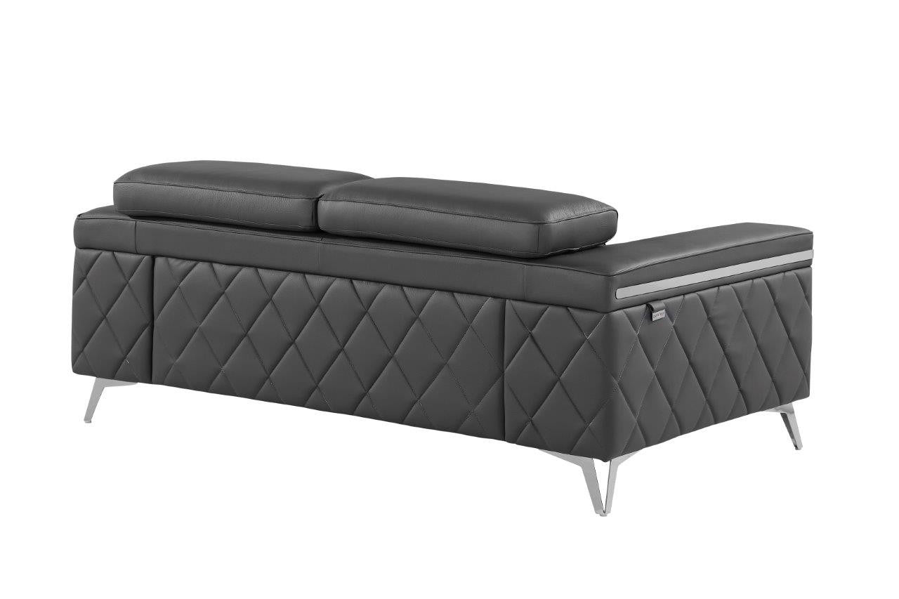 70" Dark Gray And Silver Metallic Leather Loveseat - Loft&Timber