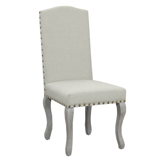 Set of Two Beige And Gray Upholstered Fabric Dining Parsons Chairs - Loft&Timber