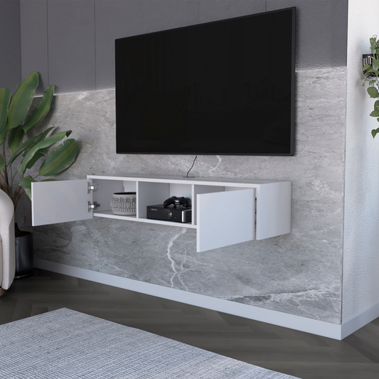 49" White Floating Mount TV Stand - Loft&Timber