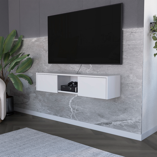 49" White Floating Mount TV Stand - Loft&Timber