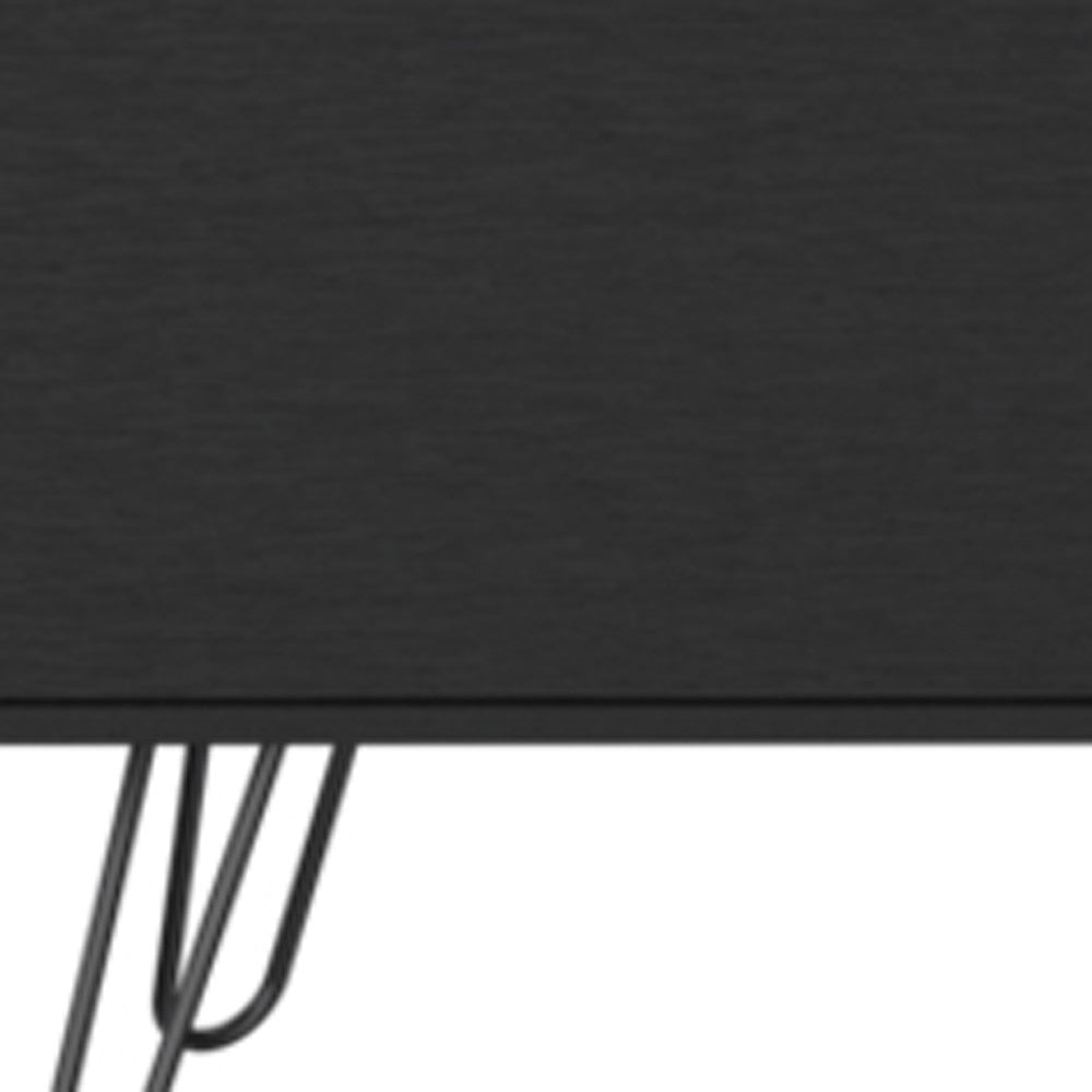 71" Black Wood Enclosed And Open Storage TV Stand-3