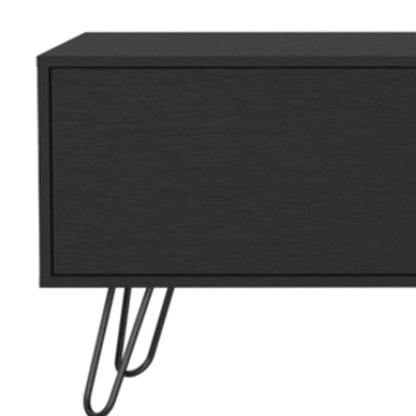 71" Black Wood Enclosed And Open Storage TV Stand-4