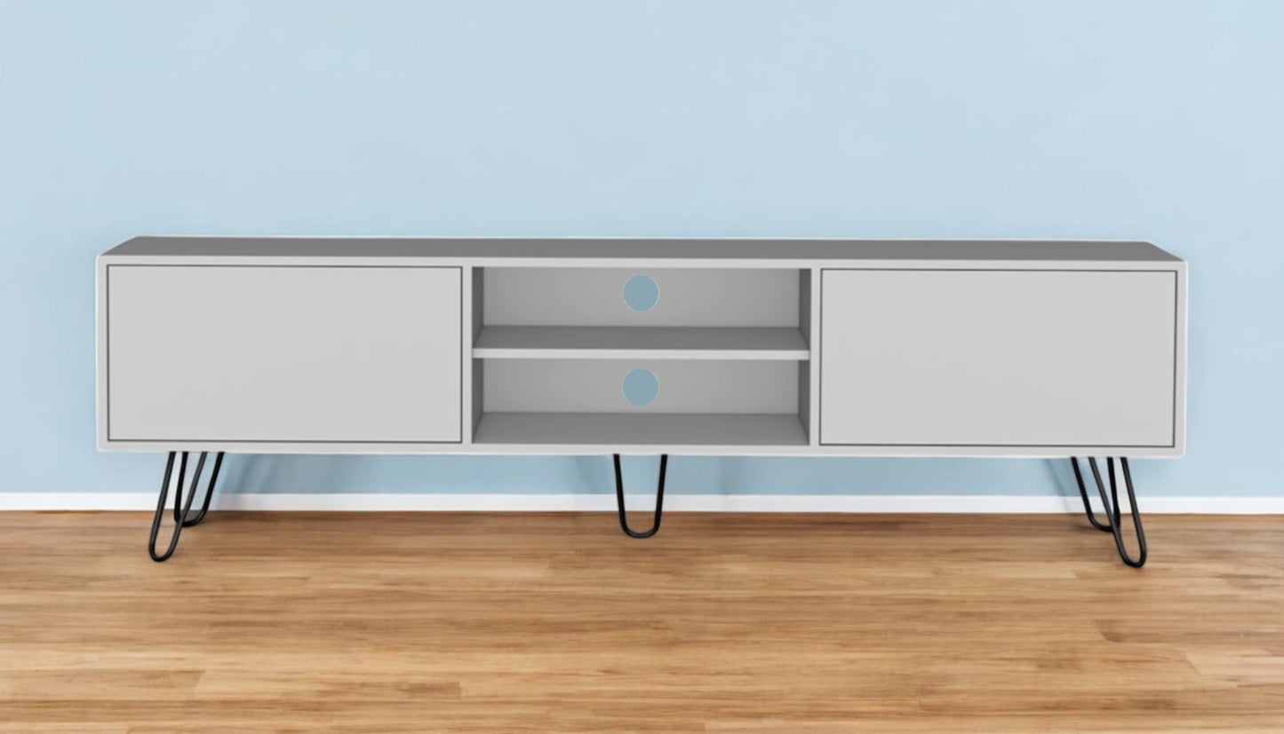 71" White Cabinet Open And Enclosed Storage TV Stand-0