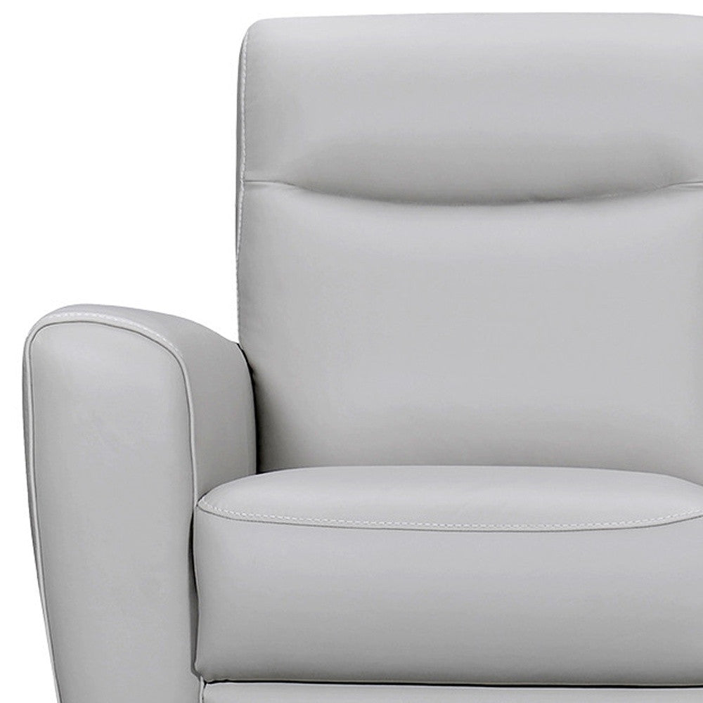 83" Gray Leather Sofa With Brown Legs-5