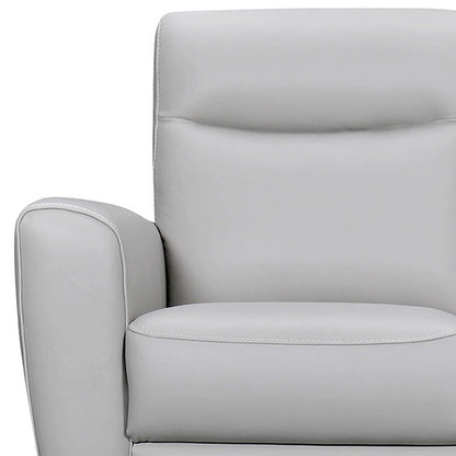 83" Gray Leather Sofa With Brown Legs-5