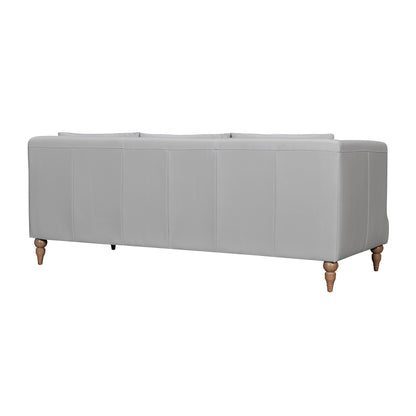 85" Gray Leather Sofa With Brown Legs-3