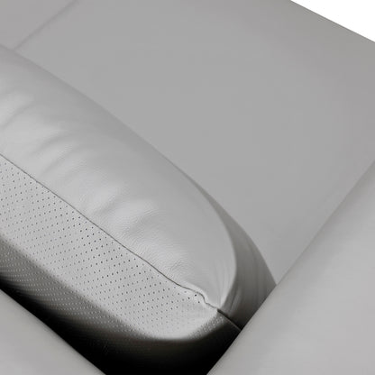 85" Gray Leather Sofa With Brown Legs-7