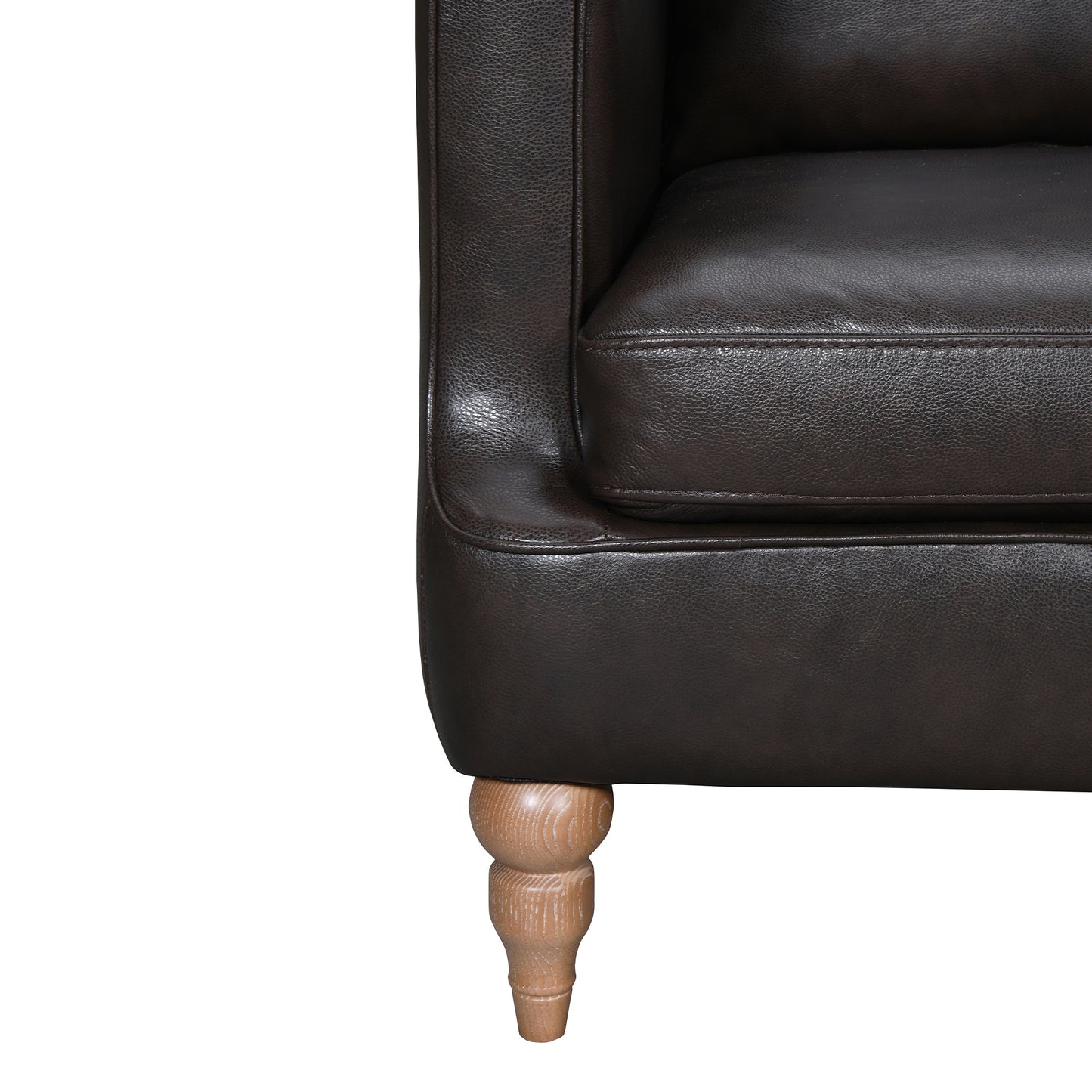 85" Dark Brown Leather Sofa With Brown Legs-4