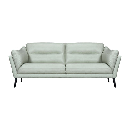 87" Mint Green Leather Sofa With Black Legs-1