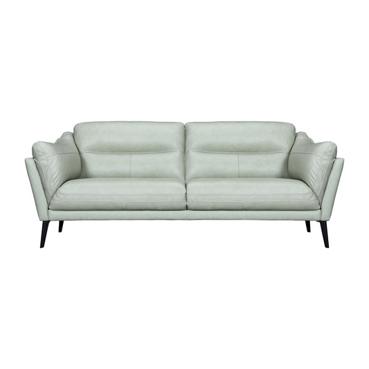 87" Mint Green Leather Sofa With Black Legs-1